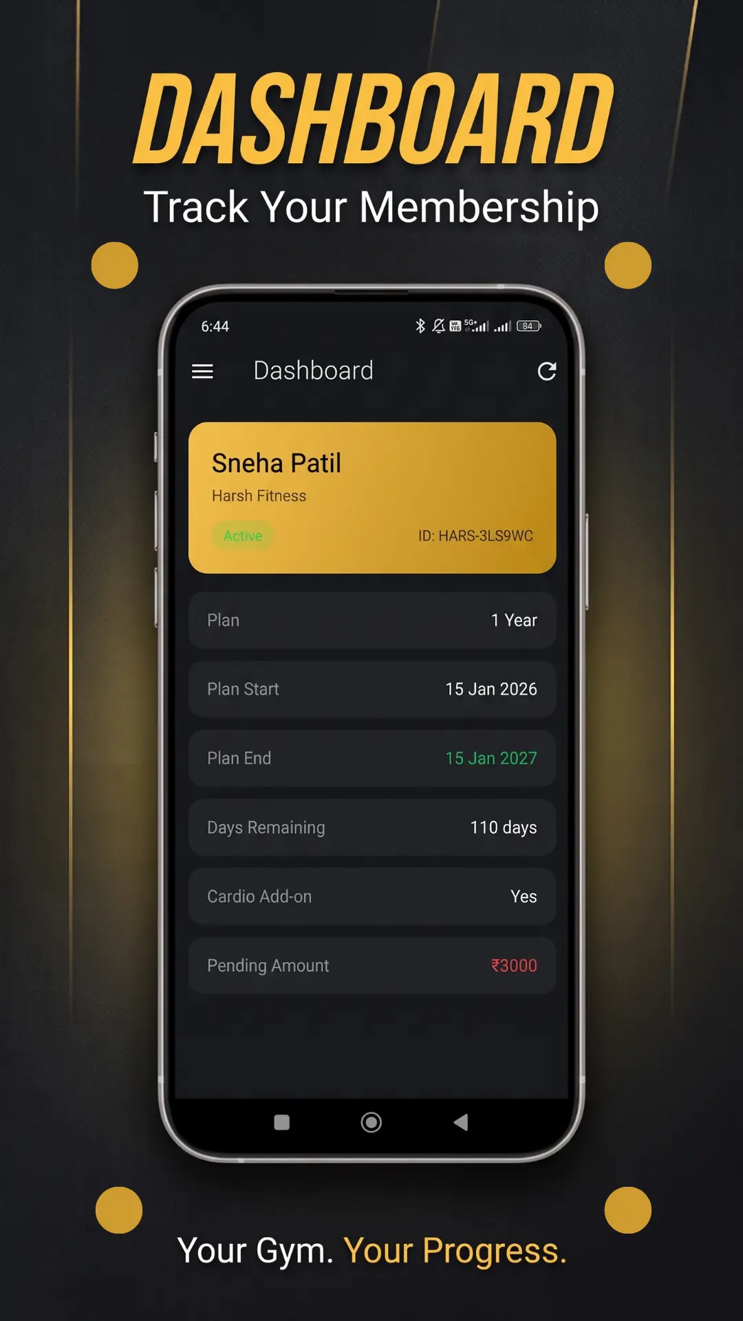 Member app — membership dashboard